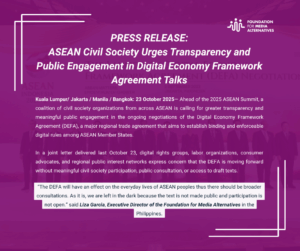 [PRESS RELEASE] ASEAN Civil Society Urges Transparency and Public Engagement in Digital Economy Framework Agreement Talks